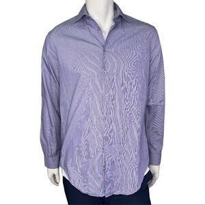Calvin Klein Men’s Slim Purple White Striped Business Career Dress Shirt